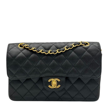 Classic Shoulder Bag Black in Caviar Leather, Gold hardware