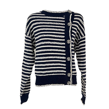 Navy and White Stripes igan Ready-To-Wear FR34 Blue in Others, Silver hardware