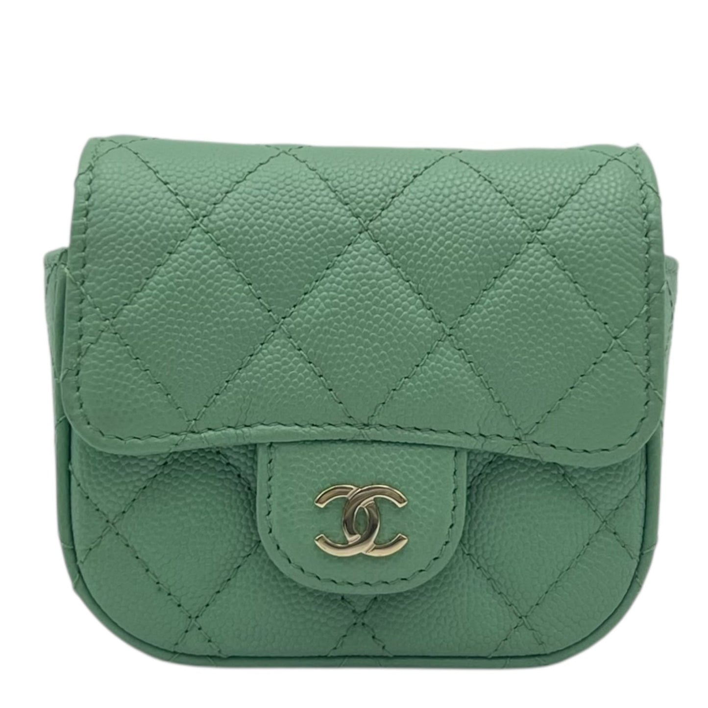 CC Green  Wallet Crossbody in Caviar Leather, Gold hardware