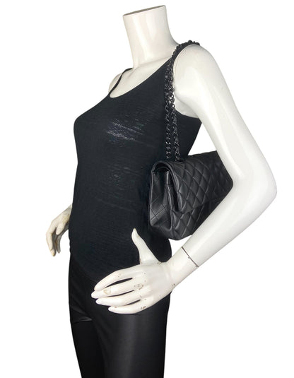 Chanel 2025 SO BLACK Lambskin Medium Double Flap Bag