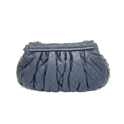 Chain Around Crossbody Bag Navy in Lambskin, Silver hardware