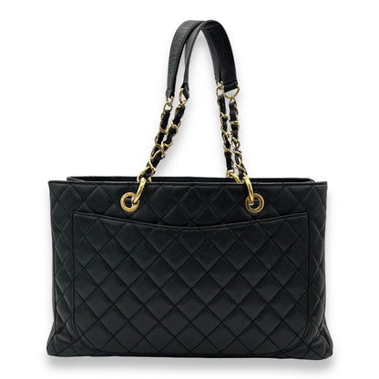 GST XL Black Tote Bag in Caviar Leather, Gold hardware