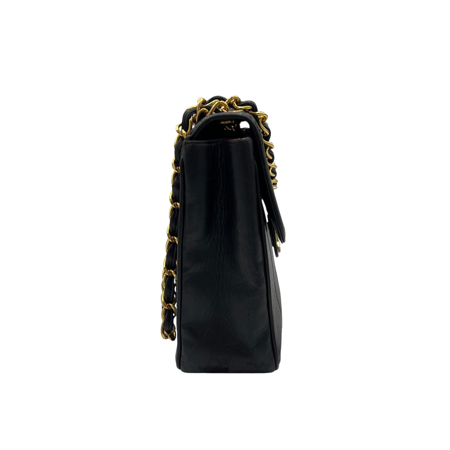 Vintage Flap Shoulder Bag Black in Lambskin, Gold hardware