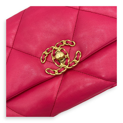 C19 Small Pink Crossbody Bag in Goat Leather, Mixed hardware