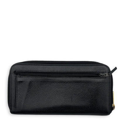 CC Zipped Black Wallet in Caviar Leather, Gold hardware