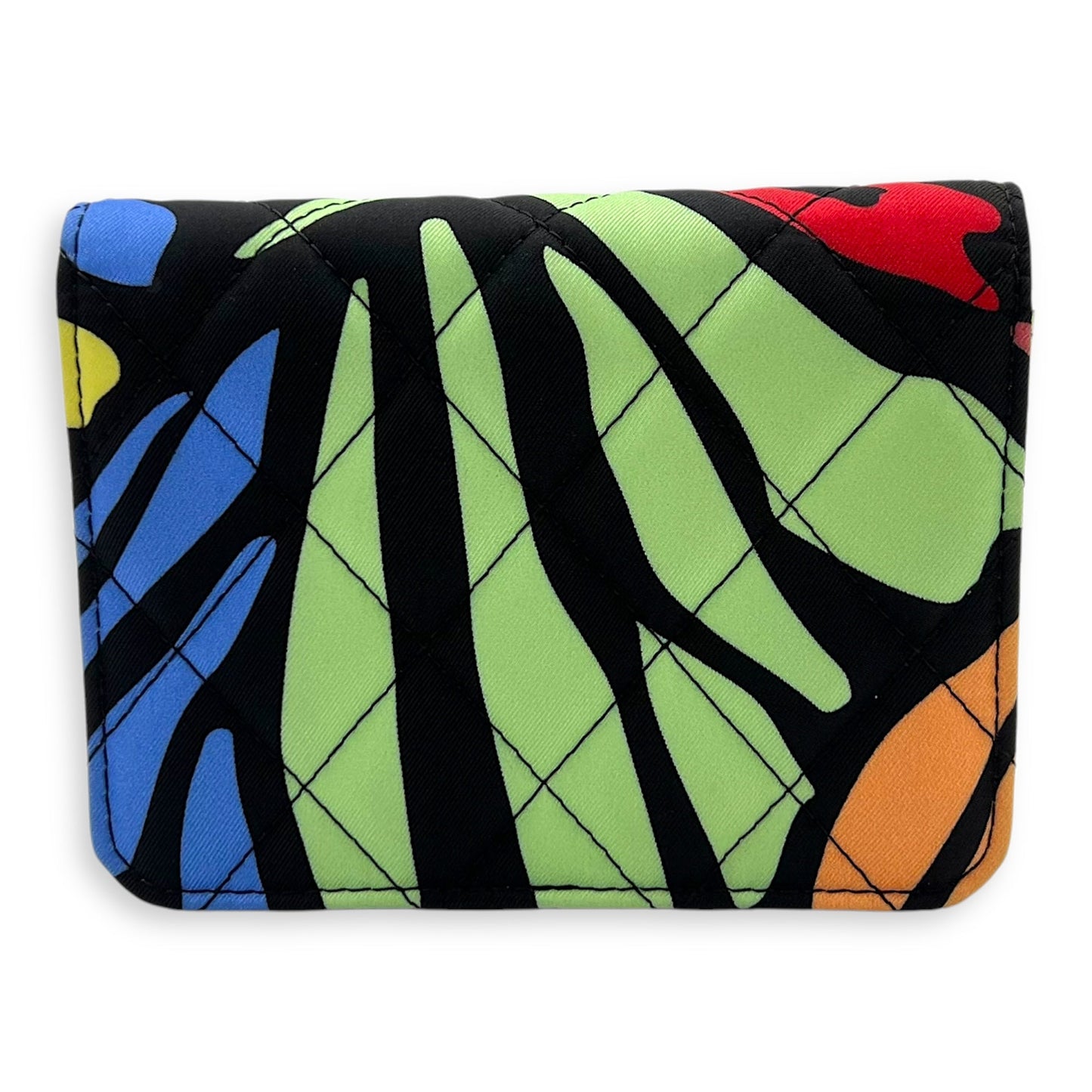 CC Floral Printed Mini Multi-colour Wallet On Chain in Fabric, Gold hardware