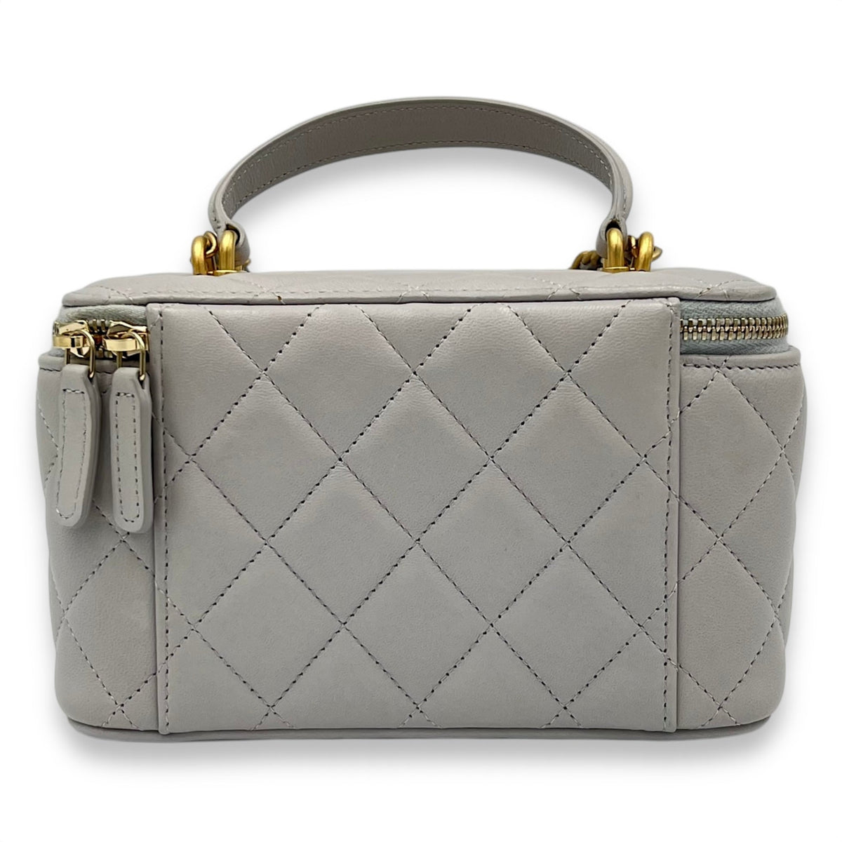 CC Vanity Bag Grey in Lambskin, Gold hardware
