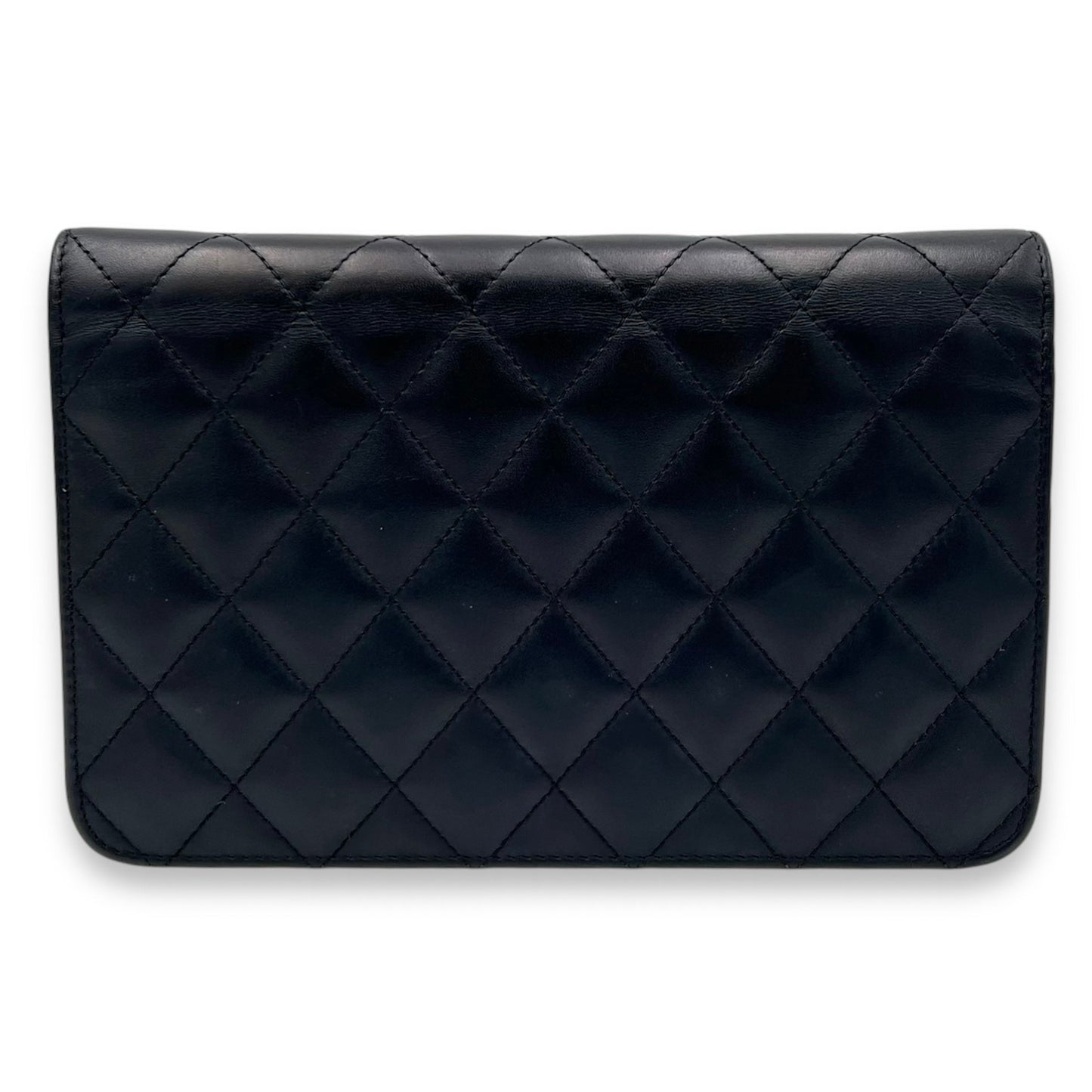 Cambon Wallet On Chain Black in Lambskin, Silver hardware