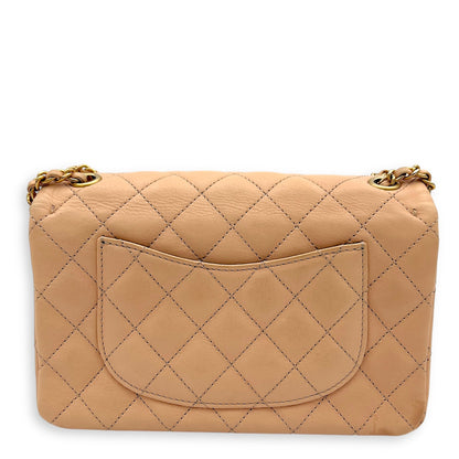Mini Rectangle Shoulder Bag Beige in Lambskin, Gold hardware