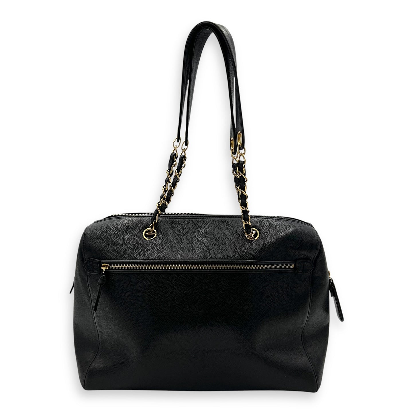 Vintage Shoulder Bag Black in Caviar Leather, Gold hardware
