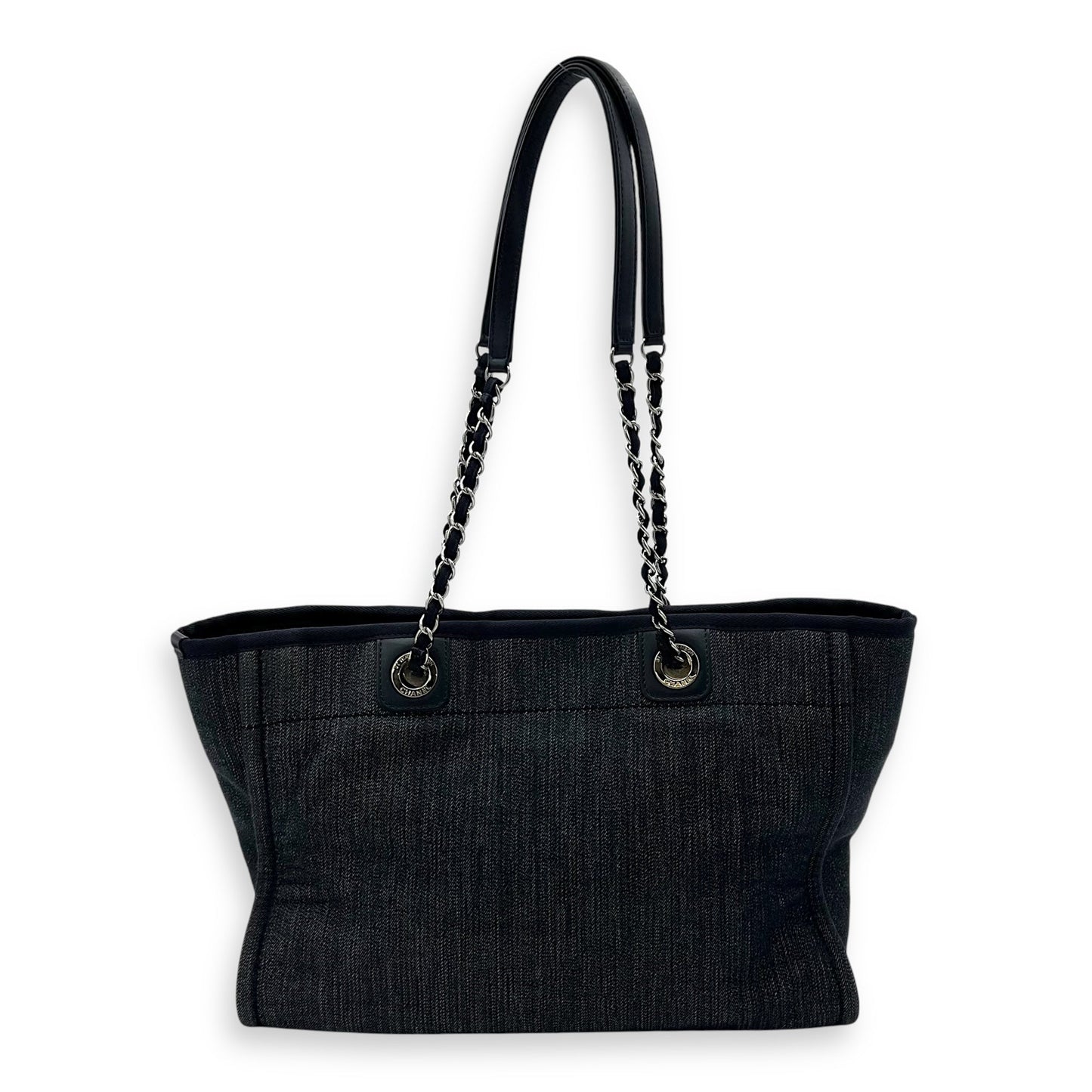 Deauville Small Blue Tote Bag in Denim, Silver hardware