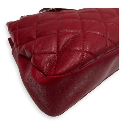CC Shoulder Bag Red in Caviar Leather, Silver hardware