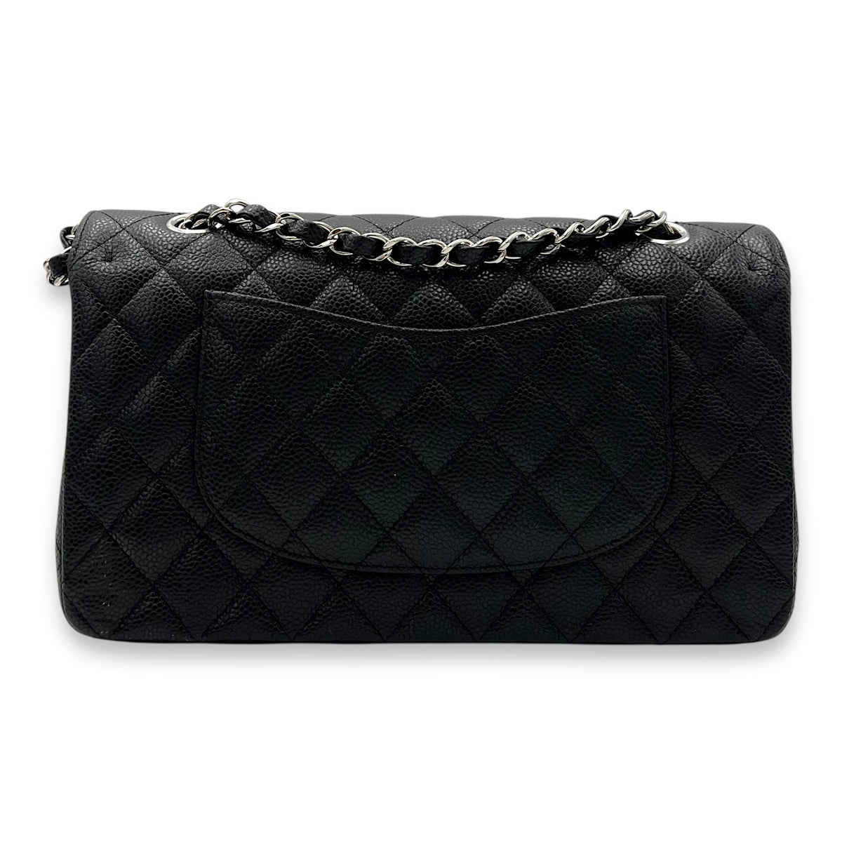 Classic Shoulder Bag Black in Caviar Leather, Silver hardware