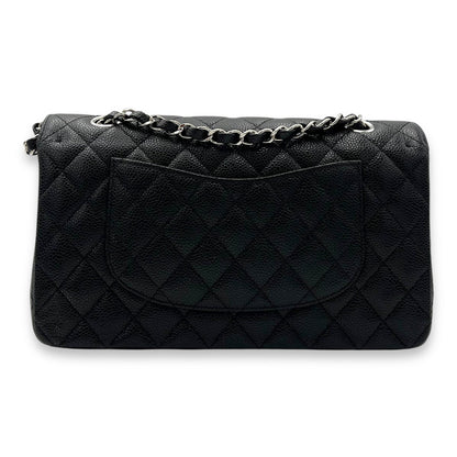 Classic Shoulder Bag Black in Caviar Leather, Silver hardware