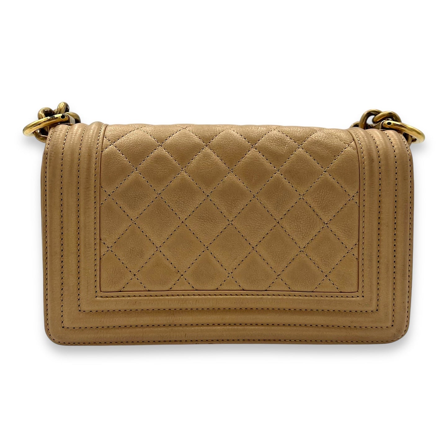 Boy Small Gold Shoulder Bag in Lambskin, Gold hardware