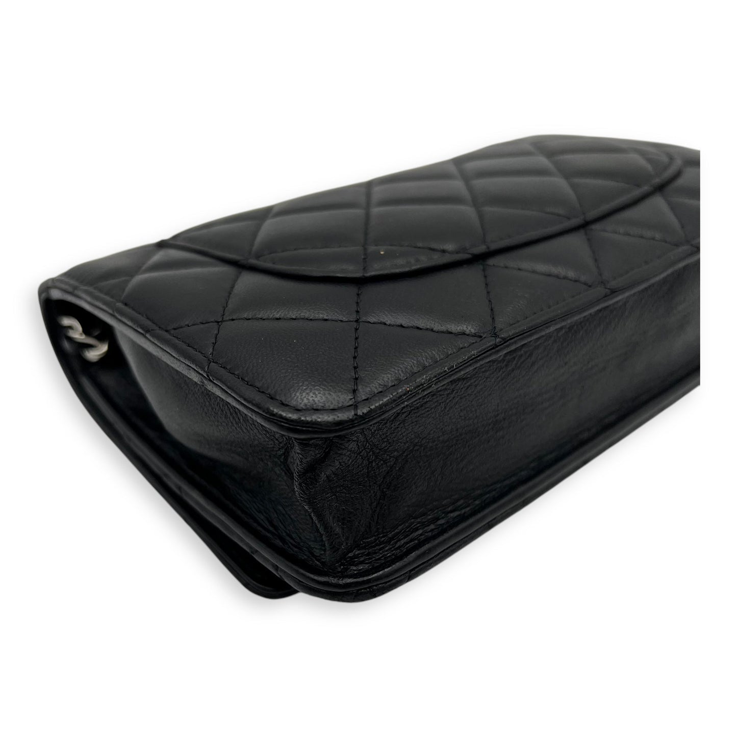 CC Wallet On Chain Black in Lambskin, Silver hardware