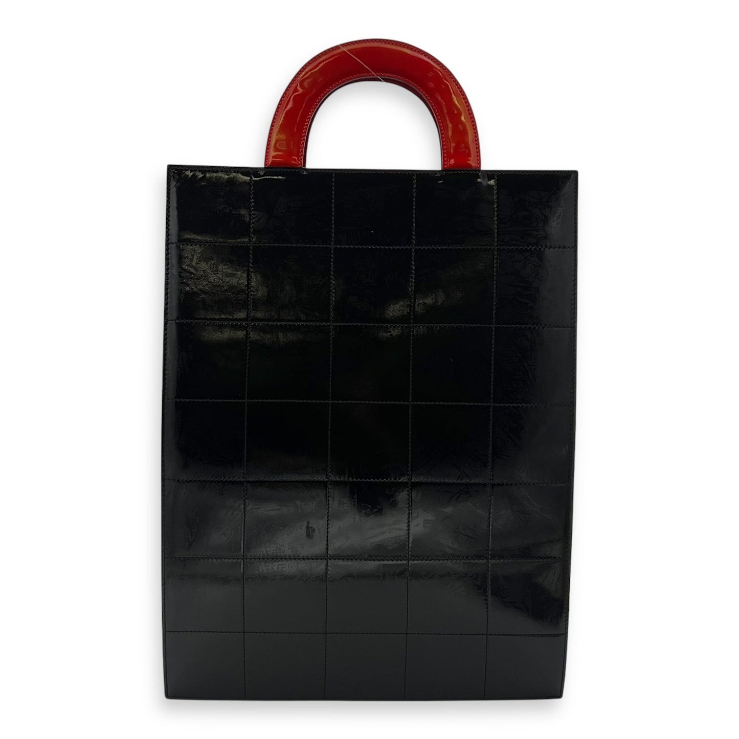 Mademoiselle Lady Coco Enamel Red Top Handle Bag in Patent Leather, Silver hardware