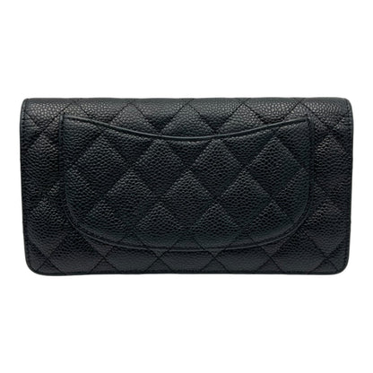 Classic Wallet Black in Caviar Leather, Gold hardware