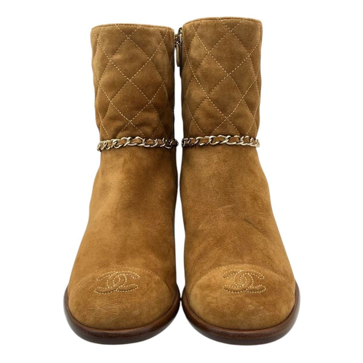 Chain CC Cap Toe EU 37.5 Brown Boots in Suede Leather