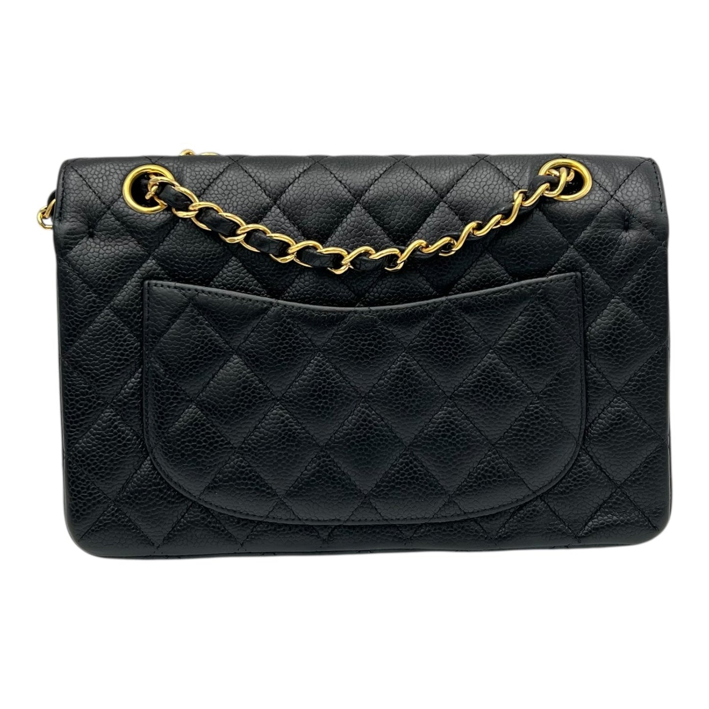 Classic Shoulder Bag Black in Caviar Leather, Gold hardware