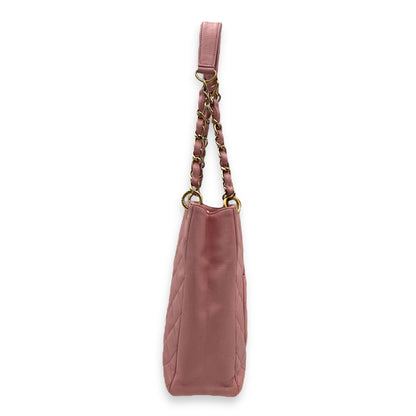 PST Petite Shopping Pink Tote Bag in Caviar Leather, Gold hardware