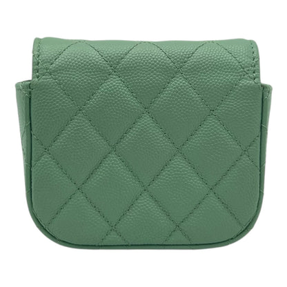 CC Green  Wallet Crossbody in Caviar Leather, Gold hardware