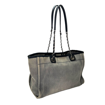 Deauville Medium Sequins Shoulder Bag in Denim, Silver hardware