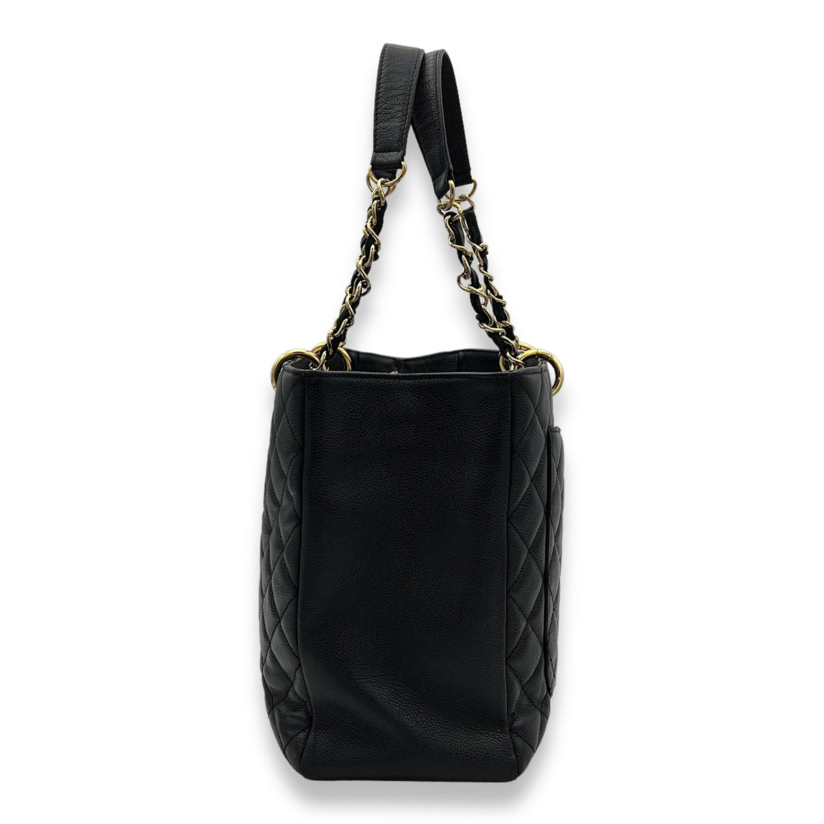 GST XL Black Tote Bag in Caviar Leather, Gold hardware
