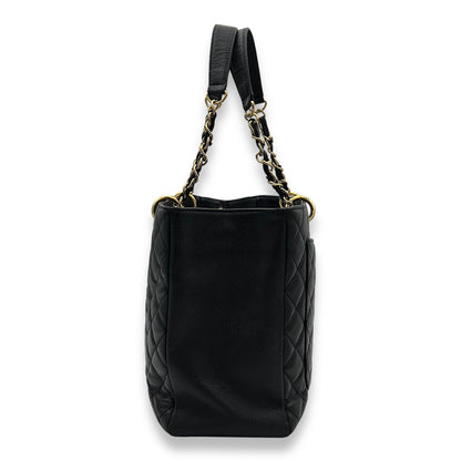 GST XL Black Tote Bag in Caviar Leather, Gold hardware