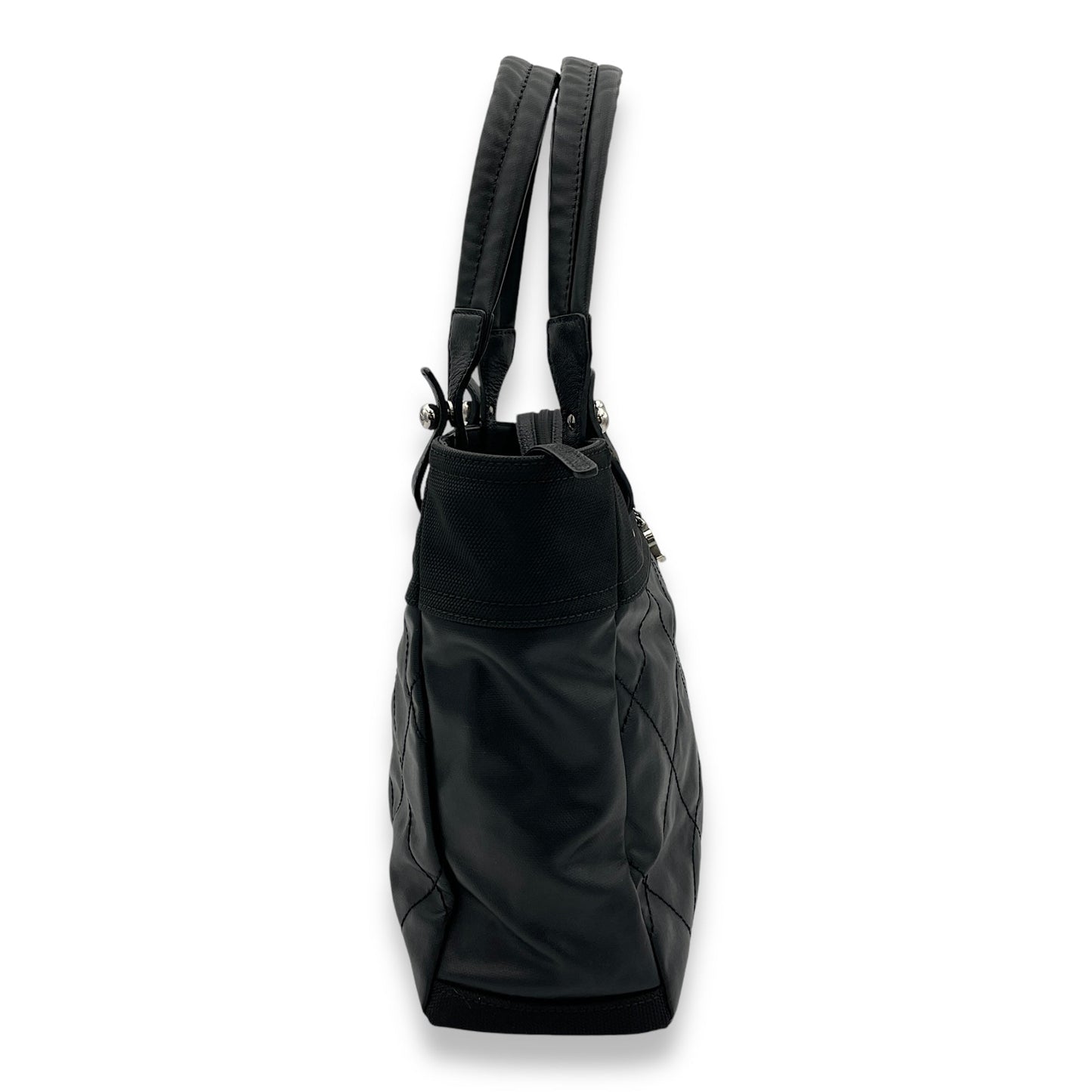 Biarritz Tote Bag Black in Coated Canvas, Silver hardware