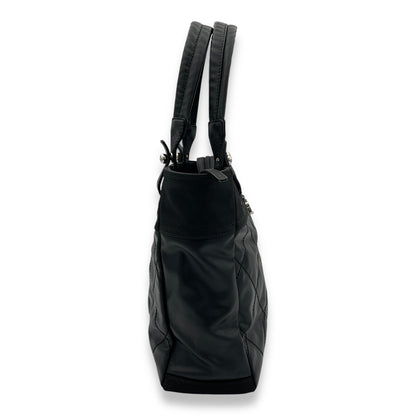 Biarritz Tote Bag Black in Coated Canvas, Silver hardware