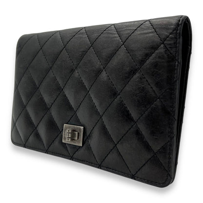 Reissue Wallet Black in Calfskin, Ruthenium hardware