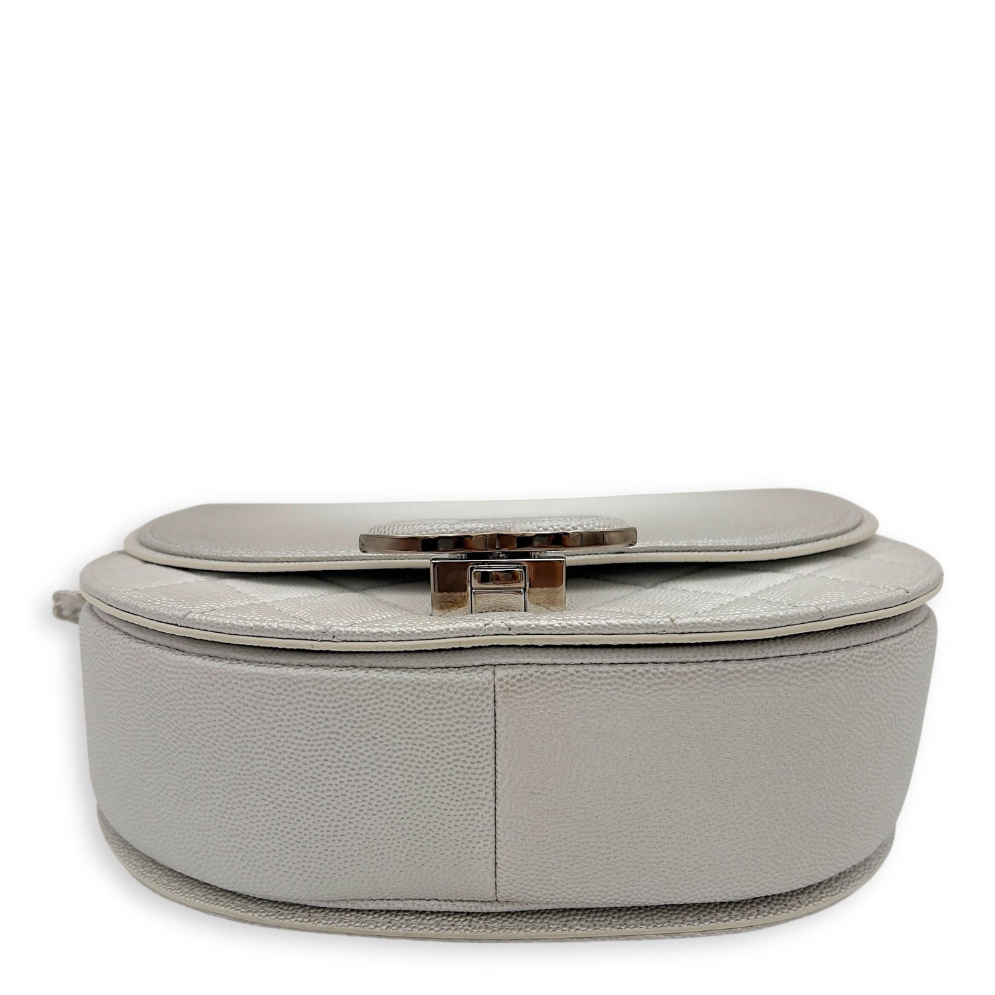 Coco Curve Top Handle Bag White in Caviar Leather, Silver hardware