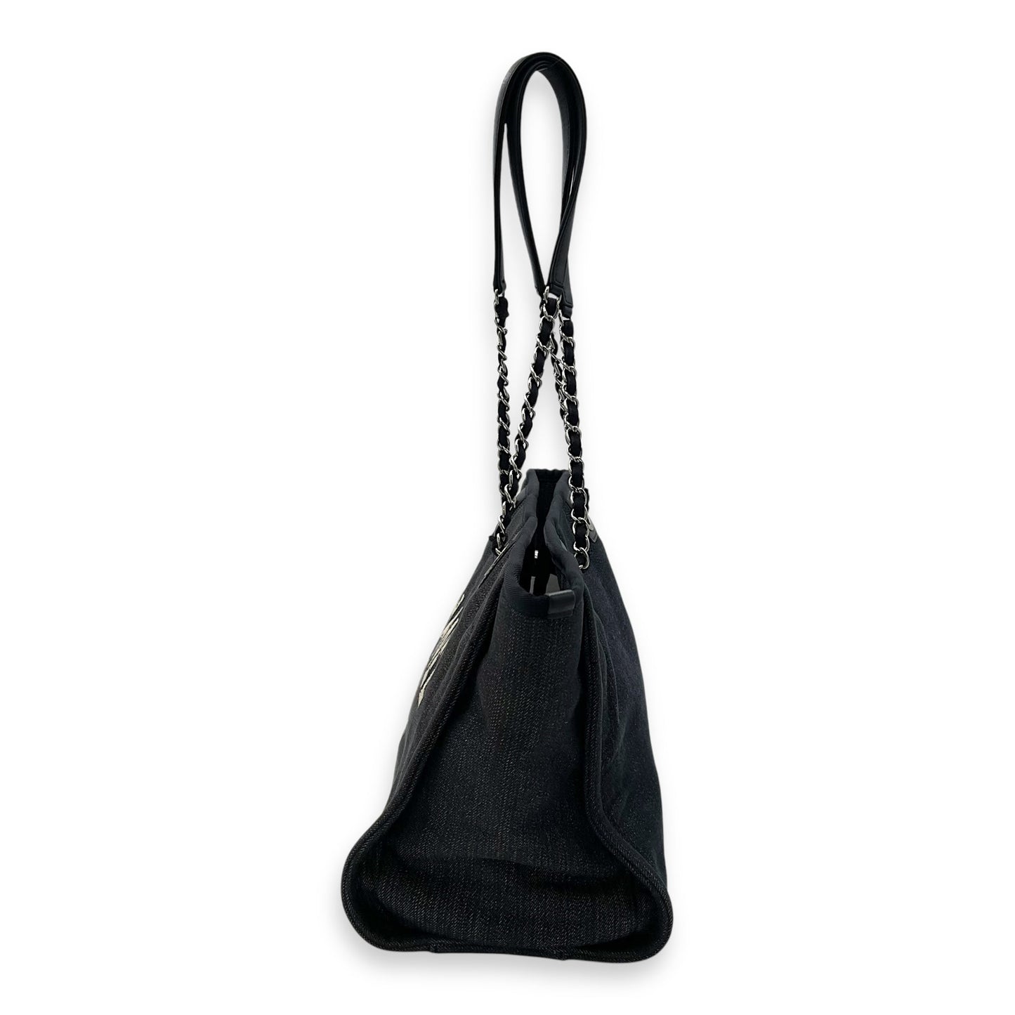 Deauville Small Blue Tote Bag in Denim, Silver hardware