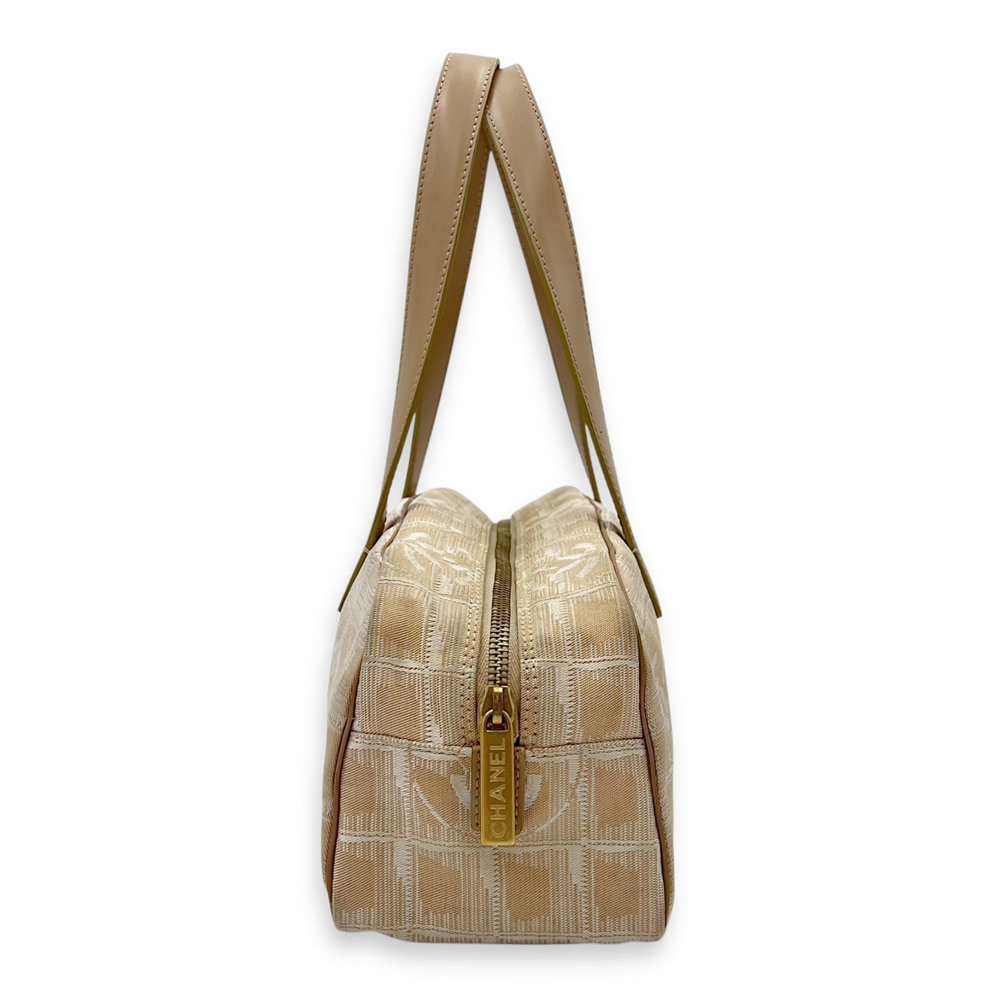 Travel Line Top Handle Bag Beige in Canvas, Gold hardware