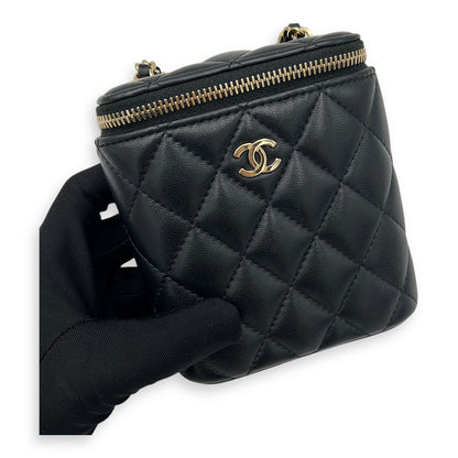 CC Vanity Bag Black in Lambskin, Gold hardware