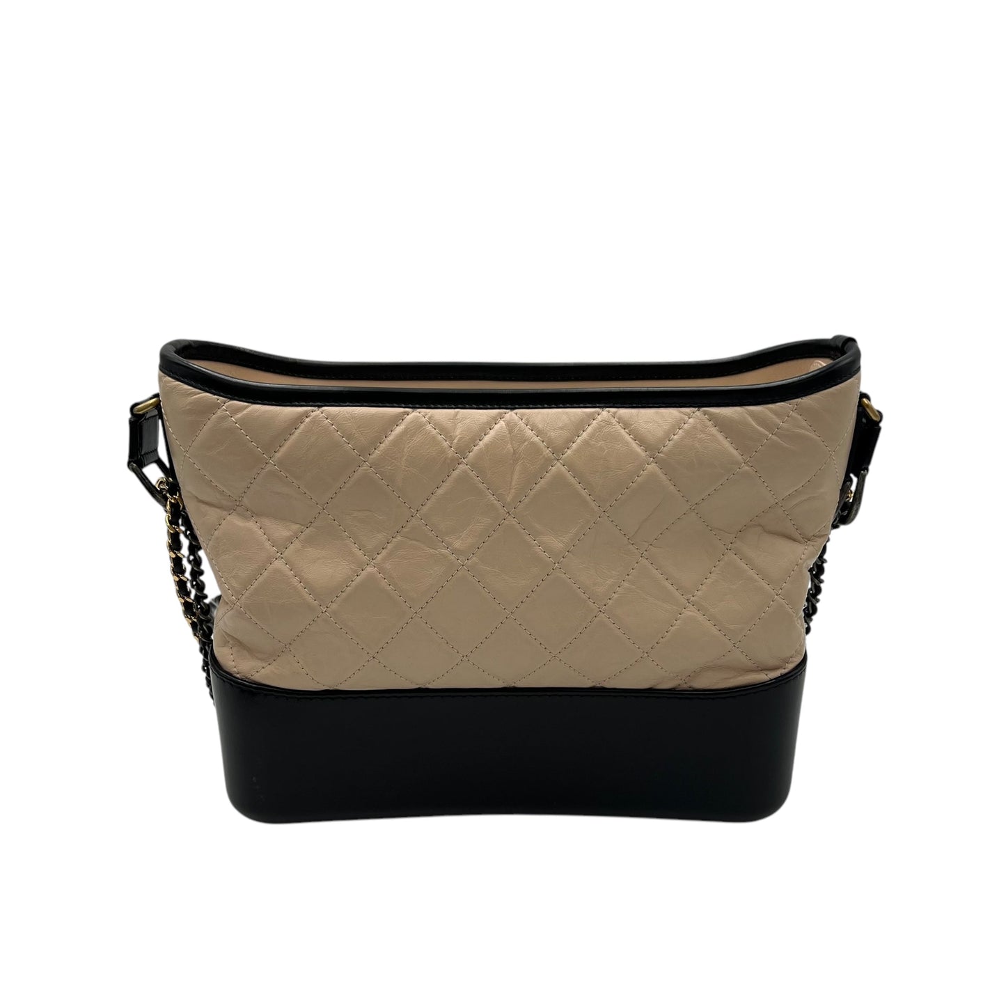 Gabrielle Large Beige Shoulder Bag in Calfskin, Mixed hardware