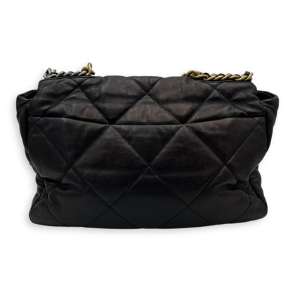 C19 Maxi Black Shoulder Bag in Lambskin, Mixed hardware