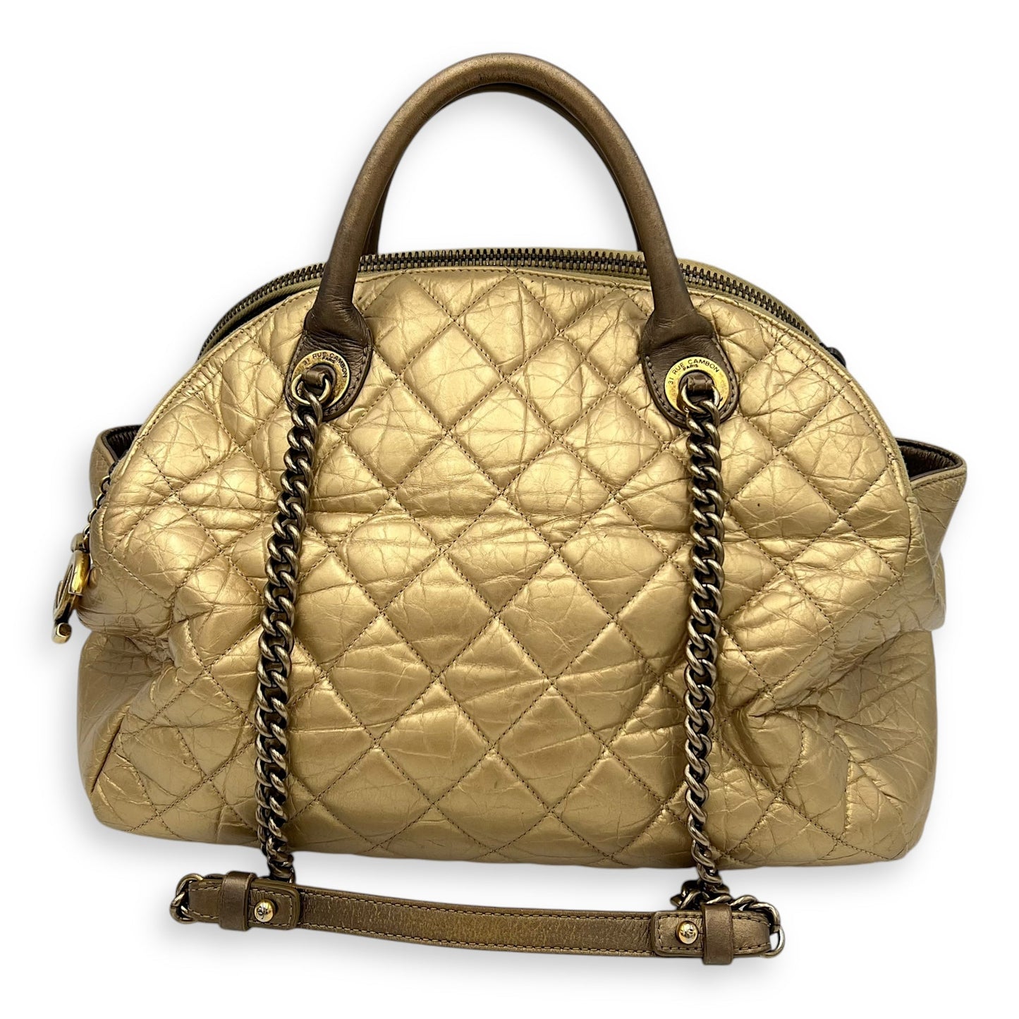 2 WAY BAG Top Handle Bag Gold in Calfskin, Brushed Gold hardware