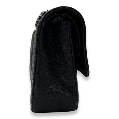Classic Shoulder Bag Black in Caviar Leather, Silver hardware