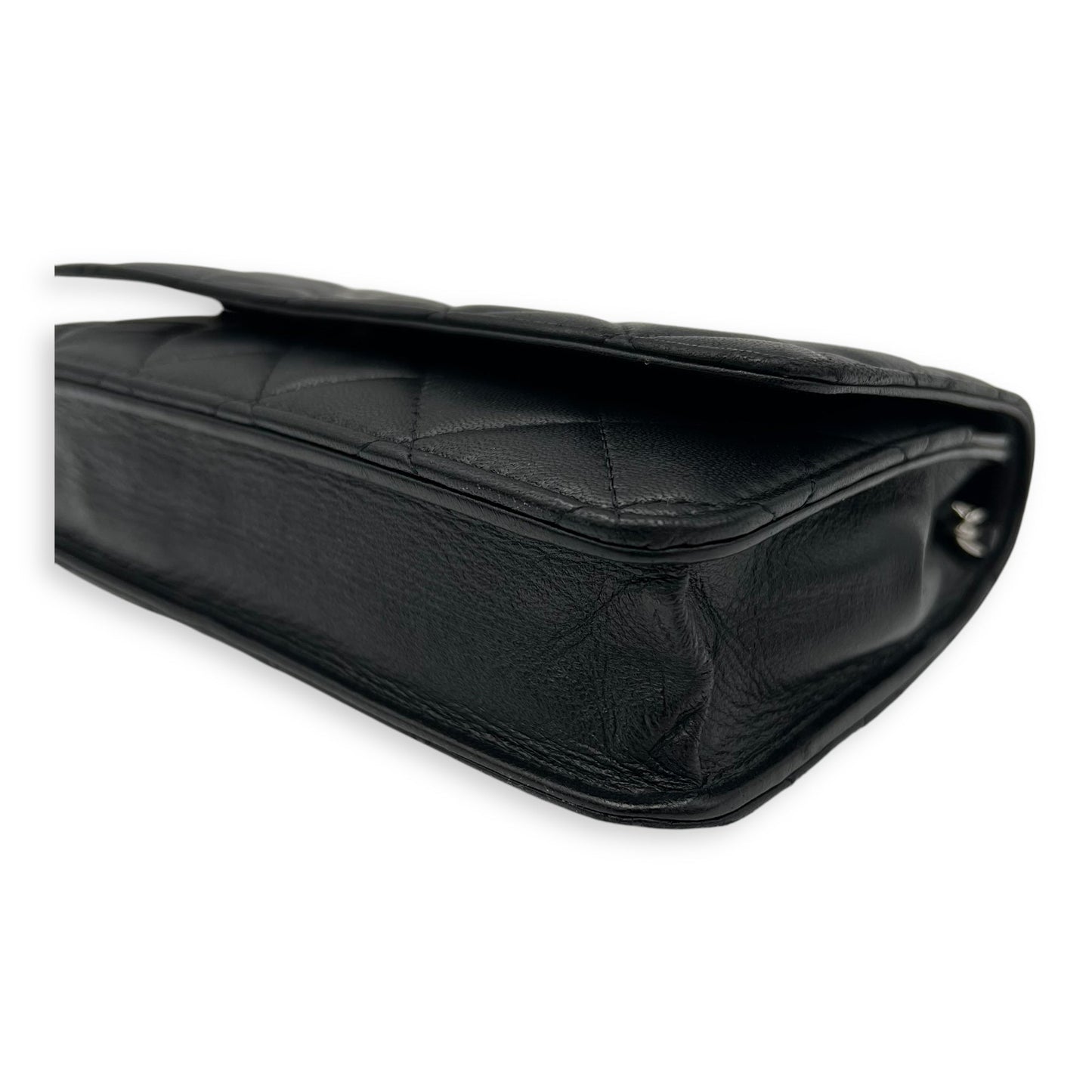 CC Wallet On Chain Black in Lambskin, Silver hardware