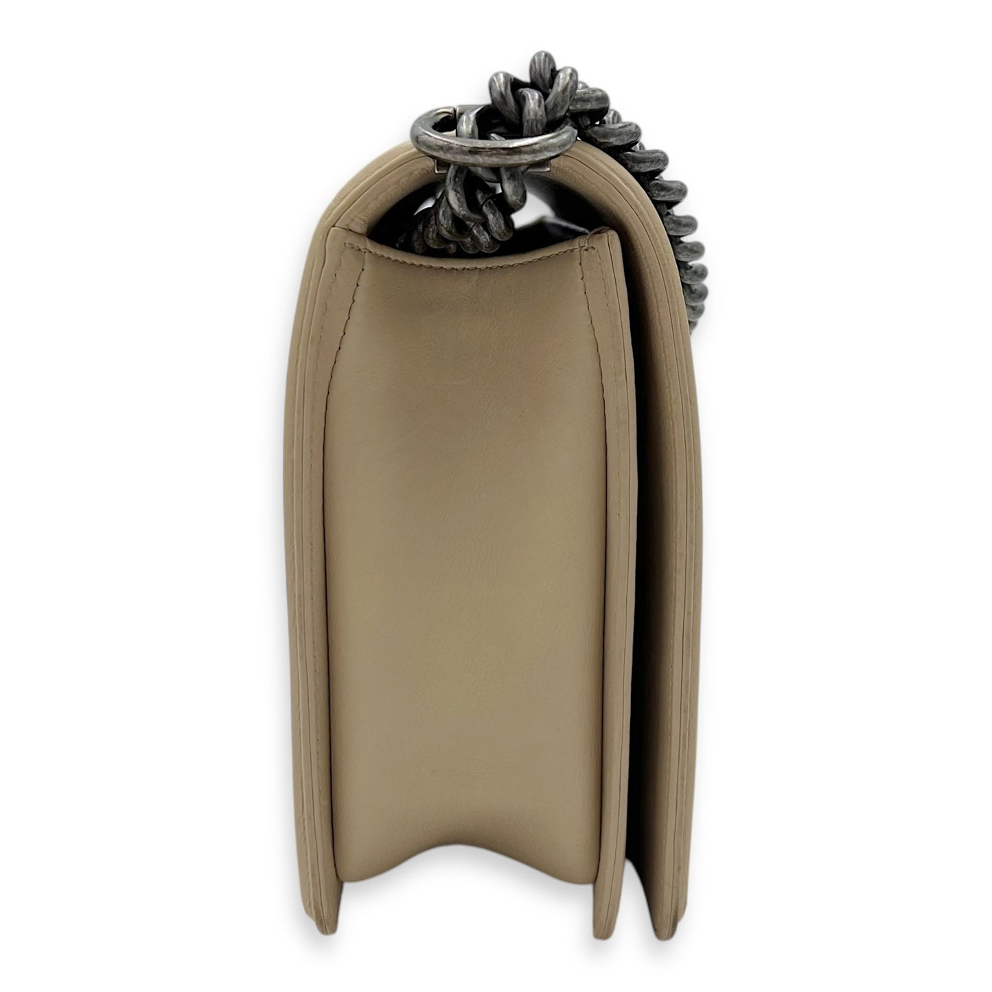 Boy Medium Beige Shoulder Bag in Calfskin, Gunmetal hardware
