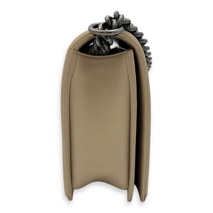 Boy Medium Beige Shoulder Bag in Calfskin, Gunmetal hardware