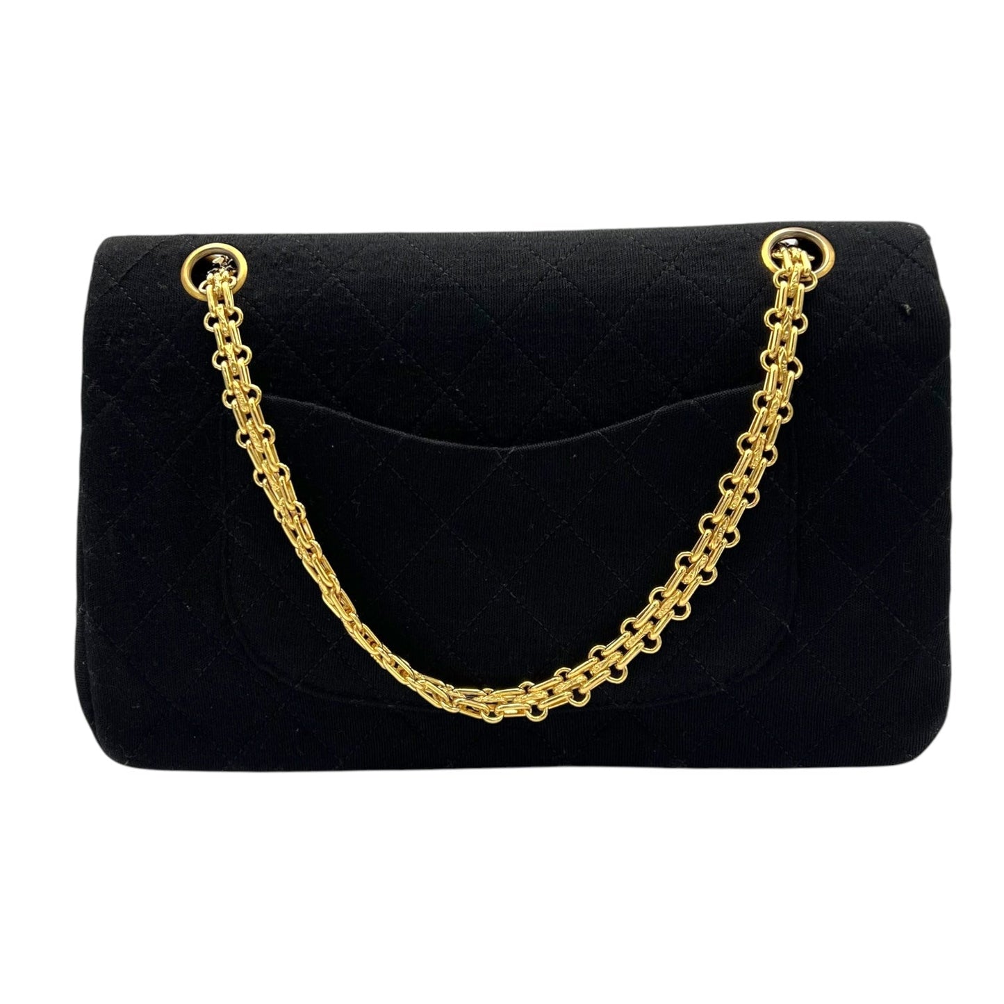 Classic Shoulder Bag Black in Jersey, Gold hardware