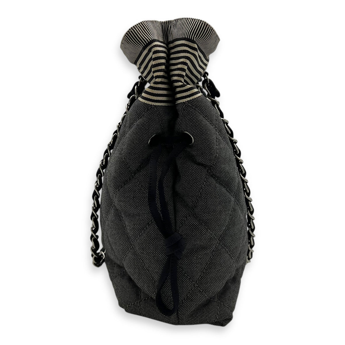 CC Denim Grey Tote Bag in Canvas, Silver hardware