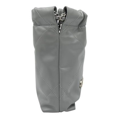 22 Tote Crossbody Bag Mini Grey in Calfskin, Silver hardware