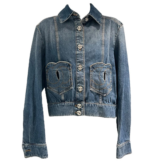 24P Denim Jacket CC Heart Ready-To-Wear FR36 Blue in Denim, Silver hardware