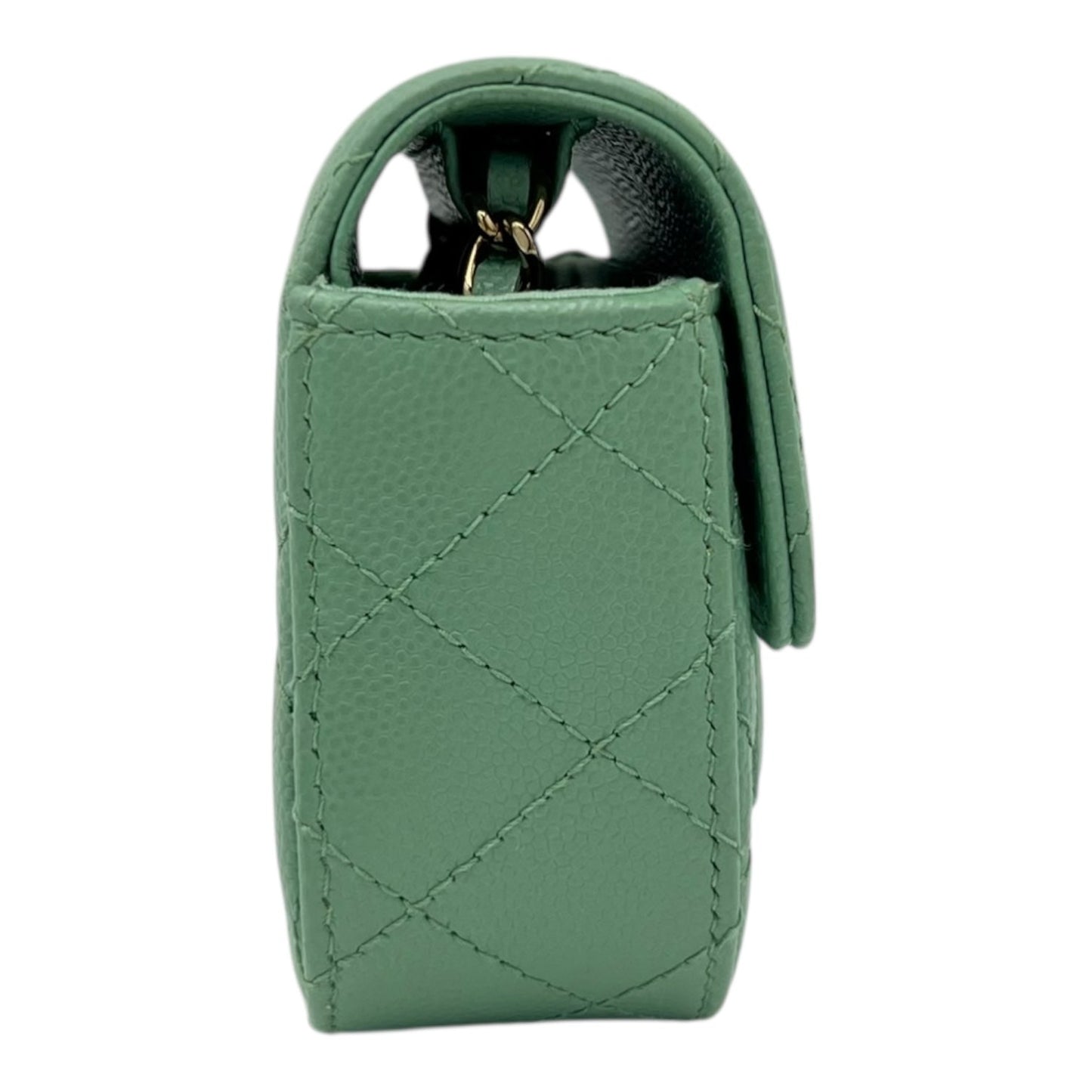 CC Green  Wallet Crossbody in Caviar Leather, Gold hardware