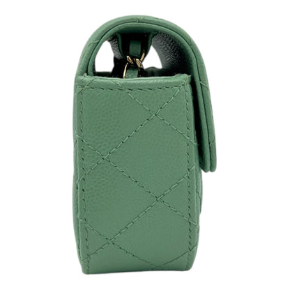 CC Green  Wallet Crossbody in Caviar Leather, Gold hardware