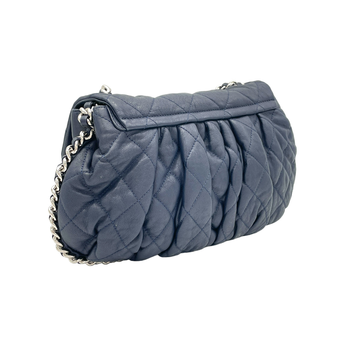 Chain Around Crossbody Bag Navy in Lambskin, Silver hardware